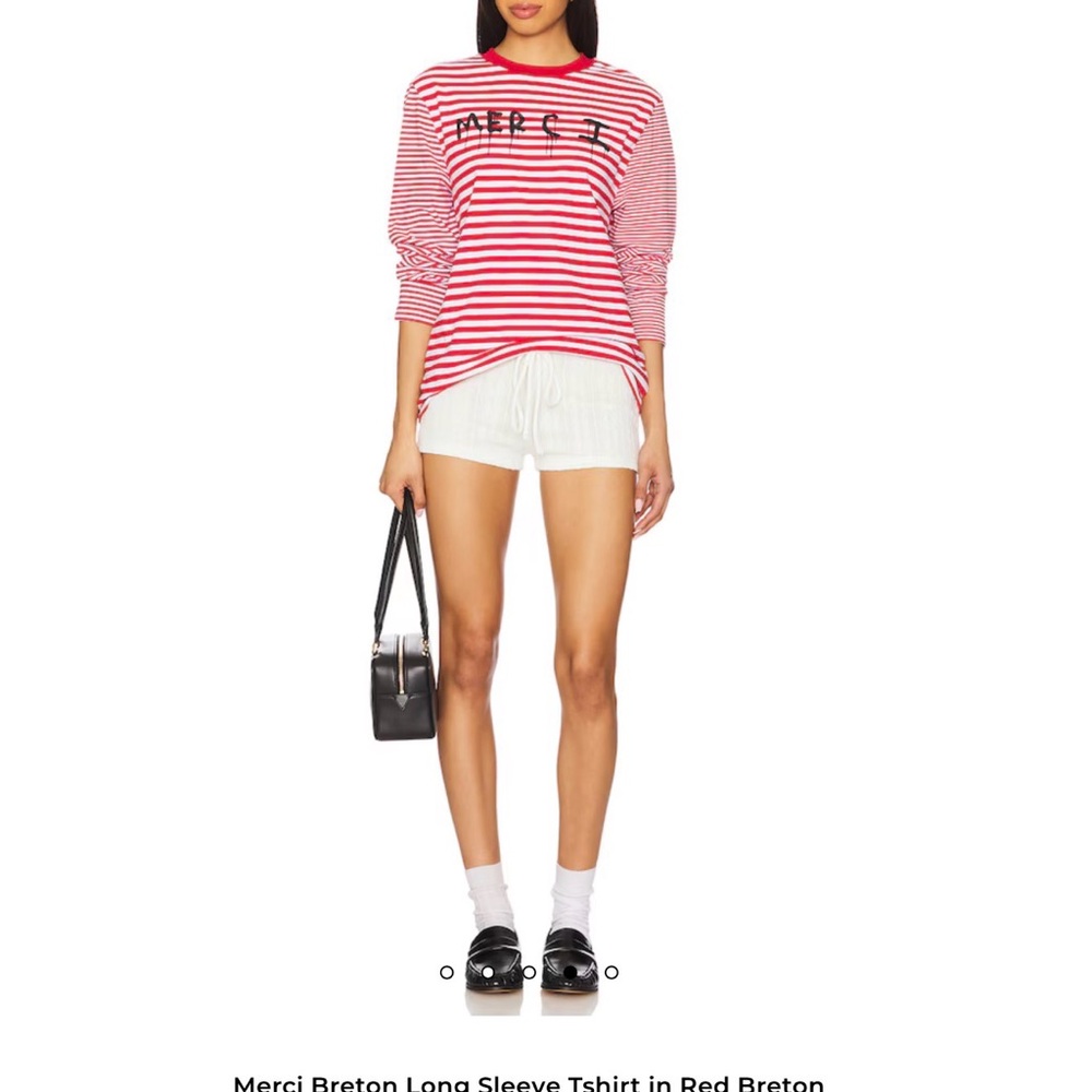 Merci Breton Long Sleeve Tshirt in Red Breton